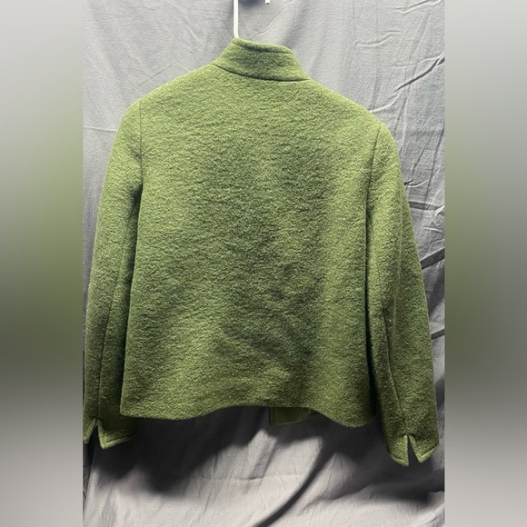 DONCASTER pea Green Wool Blend open Front Coat Jacket sz 6 s m - Picture 3 of 5